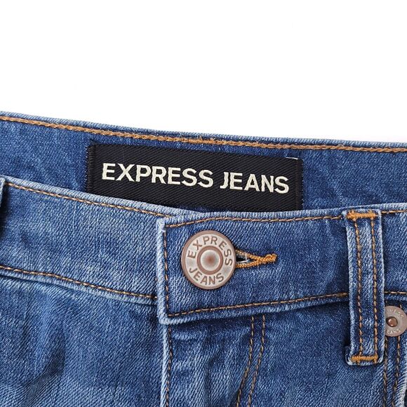 Express Jeans Womens 2 Girlfriend Straight Crop Ankle Distressed Stretch Pants - Picture 3 of 7